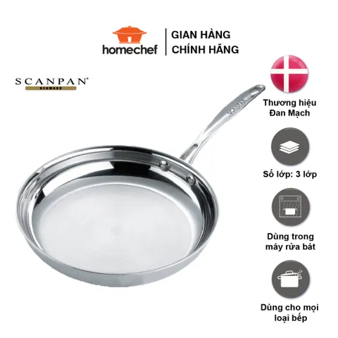 Chảo Inox Cao Cấp Scanpan Impact 24cm, Đáy 3 Lớp, Chống Dính An Toàn, Dùng Bếp Từ & Máy Rửa Bát, Sang Trọng & Tiết Kiệm Năng Lượng