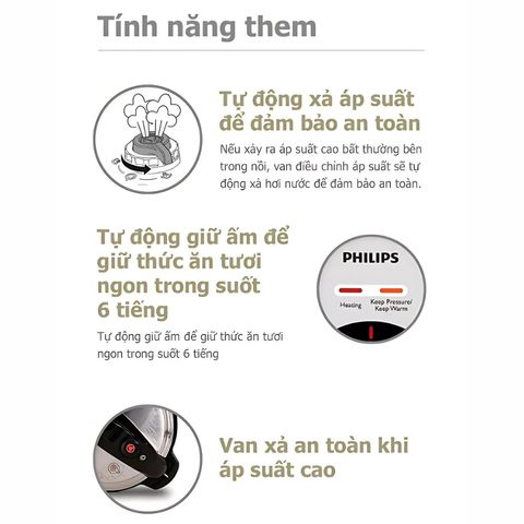 Nồi áp suất cơ Philips HD2103 - Dung tích 5L, 900W, menu nấu đa dạng, bảo hành 2 năm, món ăn nhanh gọn tiện lợi cho gia đình