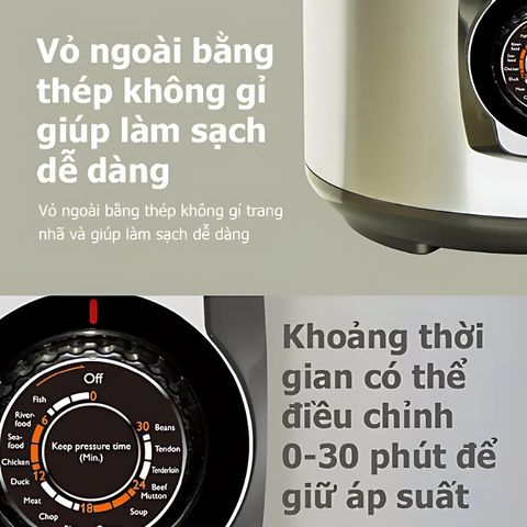 Nồi áp suất cơ Philips HD2103 - Dung tích 5L, 900W, menu nấu đa dạng, bảo hành 2 năm, món ăn nhanh gọn tiện lợi cho gia đình