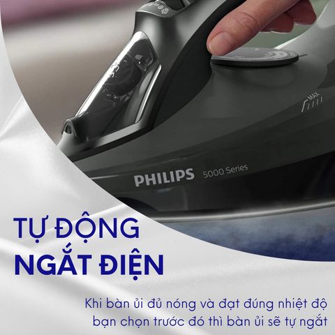 Bàn ủi hơi nước cầm tay Philips DST5040 - Công suất 2600W, mặt đế chống xước, bảo hành 2 năm - Hàng chính hãng, dễ sử dụng.