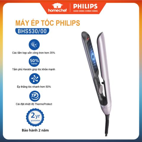 Máy Ép Tóc Philips BHS530 - Duỗi Thẳng, Tạo Kiểu Dễ Dàng với Công Nghệ ThermoShield, Chống Hư Tổn và Bảo Hành 2 Năm