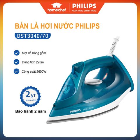 Bàn ủi hơi nước cầm tay Philips DST3040 - Công suất 2600W, phun hơi tự động, dung tích 300ml, bảo hành 2 năm, ủi nhanh và hiệu quả.