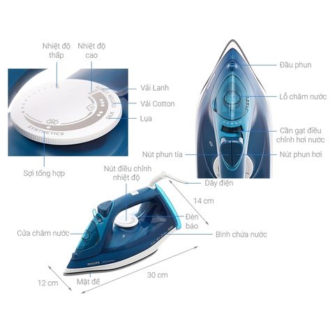 Bàn ủi hơi nước cầm tay Philips DST3040 - Công suất 2600W, phun hơi tự động, dung tích 300ml, bảo hành 2 năm, ủi nhanh và hiệu quả.