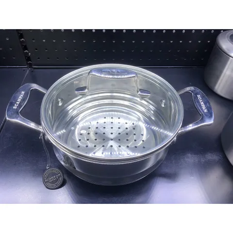 Xửng hấp inox 304 Scanpan Impact 1.3L - Vỉ hấp kèm nắp kính, sử dụng cho nồi 16/18/20cm, an toàn cho sức khỏe, hàng chính hãng