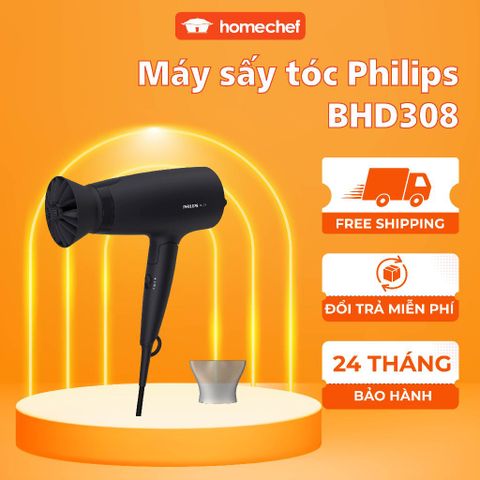Máy Sấy Tóc Philips BHC015 - 1200W, Công Nghệ ThermoProtect, Thiết Kế Nhỏ Gọn, 3 Chế Độ Sấy, Dễ Dàng Mang Đi Du Lịch