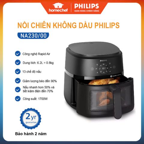 Nồi Chiên Không Dầu Điện Tử Philips NA230/00 6.2L - Công Nghệ RapidAir Tiết Kiệm Điện | 13 Chức Năng Nấu Thông Minh