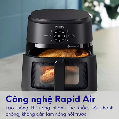 Nồi Chiên Không Dầu Điện Tử Philips NA230/00 6.2L - Công Nghệ RapidAir Tiết Kiệm Điện | 13 Chức Năng Nấu Thông Minh