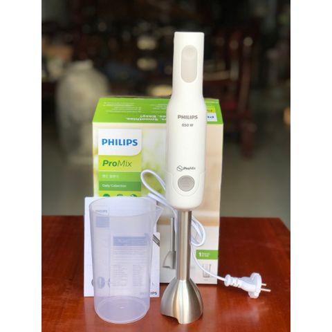 Máy Xay Cầm Tay Philips HR2534 650W - Lưỡi Inox Đa Năng, Xay Sinh Tố, Cháo, Hàng Chính Hãng, Bảo Hành 2 Năm