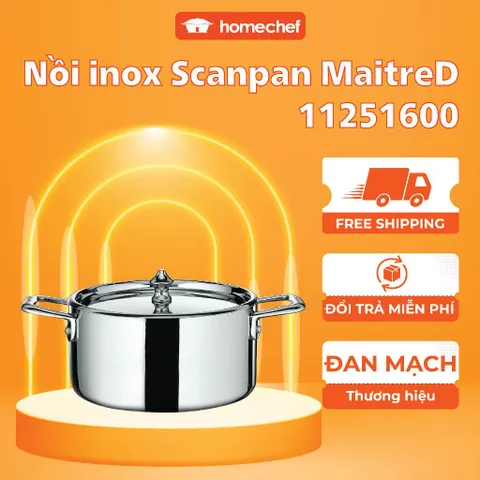 Nồi inox 3 lớp Scanpan Maitre'D 16cm - Đáy liền, dùng bếp từ, máy rửa bát, chất lượng châu Âu, hàng chính hãng