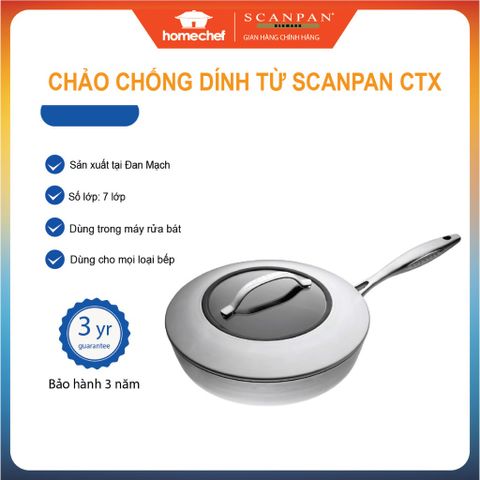 Chảo Chống Dính Liền Khối Scanpan CTX 28cm - 7 Lớp Đúc Sang Trọng Dùng Bếp Từ, An Toàn Chống Dính PFOA - Bảo Hành 3 Năm