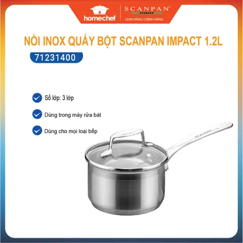 Nồi inox 304 Scanpan Impact 14cm 1.2L - Dùng cho bếp từ, an toàn trong máy rửa bát, thiết kế sang trọng, dễ vệ sinh