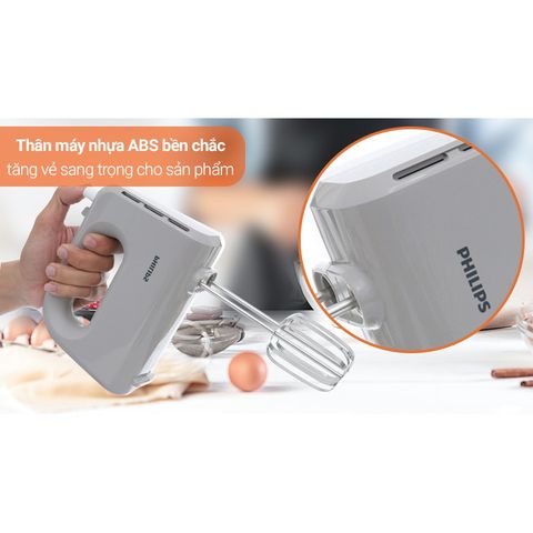 Máy Đánh Trứng Cầm Tay Philips HR3705 - 300W, 5 Tốc Độ, Dụng Cụ Làm Bánh, Bảo Hành 2 Năm, Tiện Lợi, Thép Không Gỉ