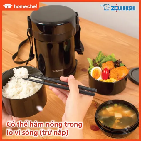 Hộp Cơm Giữ Nhiệt Zojirushi SL-GH18-BA 1.27L – Giữ Nóng Lên Đến 6 Tiếng, Thiết Kế 3 Ngăn Tiện Lợi