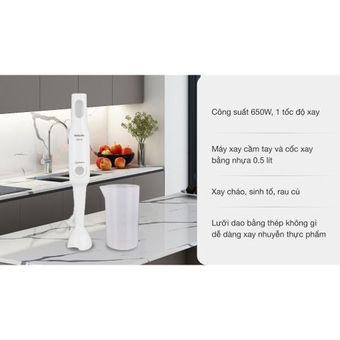 Máy Xay Cầm Tay Philips HR2531 650W - Đa Năng Xay Nhuyễn, Dễ Vệ Sinh, Bảo Hành 2 Năm, Phù Hợp Mọi Căn Bếp