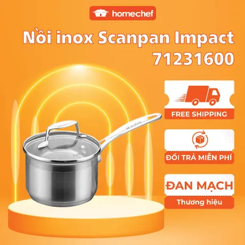 Nồi inox 304 Scanpan Impact 1.8L 16cm - Được thiết kế cho bếp từ, máy rửa bát, truyền nhiệt nhanh, chống xước, an toàn và hiện đại