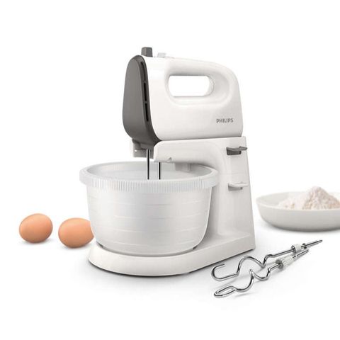 Máy đánh trứng 2in1 cầm tay và để bàn Philips HR3745 - Dung tích 3L, công suất 450W, bảo hành 2 năm, trộn bột hiệu quả với động cơ mạnh mẽ