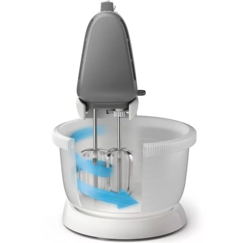 Máy đánh trứng 2in1 cầm tay và để bàn Philips HR3745 - Dung tích 3L, công suất 450W, bảo hành 2 năm, trộn bột hiệu quả với động cơ mạnh mẽ