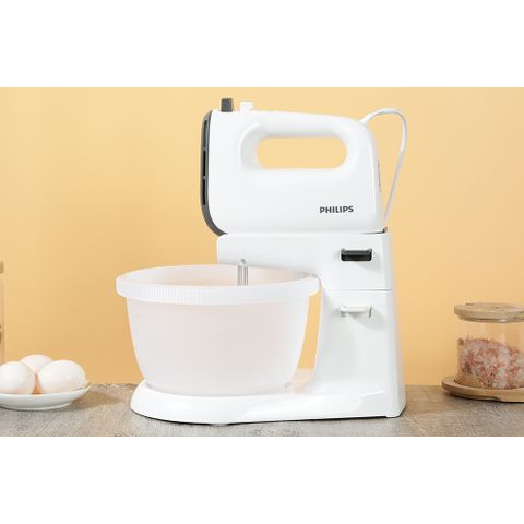 Máy đánh trứng 2in1 cầm tay và để bàn Philips HR3745 - Dung tích 3L, công suất 450W, bảo hành 2 năm, trộn bột hiệu quả với động cơ mạnh mẽ