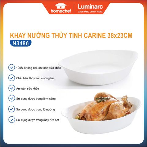 Khay Nướng Thủy Tinh Luminarc Carine 38x23 cm - Chịu Nhiệt, An Toàn Cho Lò Nướng và Lò Vi Sóng - Sản Phẩm Chính Hãng Từ Pháp