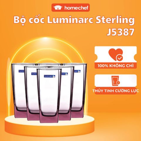 Bộ cốc uống nước thủy tinh Luminarc Sterling 6 chi tiết màu hồng 330ml - An toàn, bền màu, phong cách hiện đại cho không gian bếp