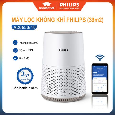 Máy Lọc Không Khí Philips AC0650 - Diện Tích 39m2, Công Nghệ NanoProtect HEPA, Lọc Sạch Nhanh, Bảo Hành 2 Năm Chính Hãng