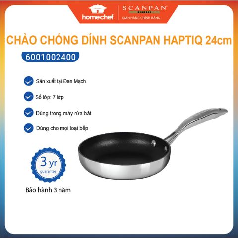 Chảo Chống Dính Scanpan HaptiQ 24cm - 5 Lớp Kim Loại, Dùng Bếp Từ, Thiết Kế Sang Trọng, Bảo Hành 3 Năm, Hàng Chính Hãng