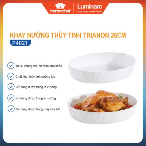 Khay Nướng Thủy Tinh Luminarc Smart Cuisine Trianon 26cm - Chịu Nhiệt Tốt, Dùng Lò Nướng, Lò Vi Sóng, An Toàn Cho Sức Khỏe