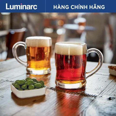 Bộ 6 cốc bia Luminarc Benidorm 450ml có quai - Thủy tinh cường lực dày dặn, chống bám bẩn, an toàn cho sức khỏe