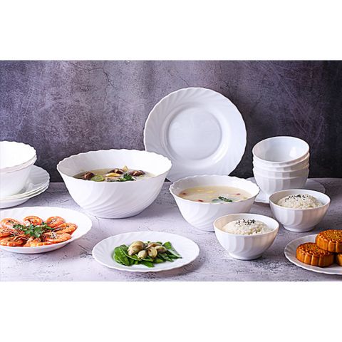 Bộ bát đĩa thủy tinh Luminarc Trianon 12 món cao cấp - Chịu nhiệt, dùng được lò vi sóng & máy rửa bát, thiết kế sang trọng cho bữa ăn gia đình