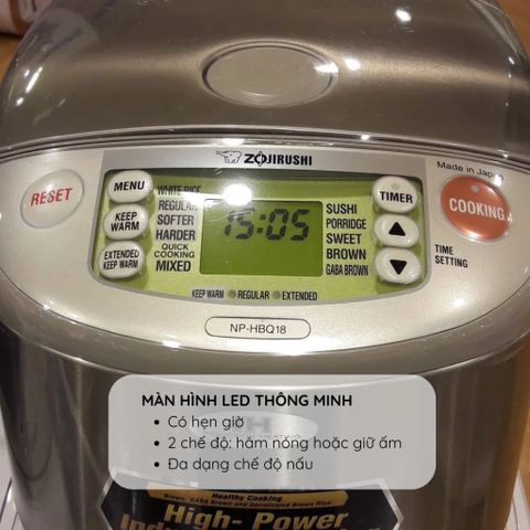 Nồi cơm điện cao tần Zojirushi NP-HBQ10-XA 1L - Công nghệ Neuro Fuzzy, bền đẹp, nấu cơm ngon, bảo hành 3 năm, sản xuất Nhật Bản