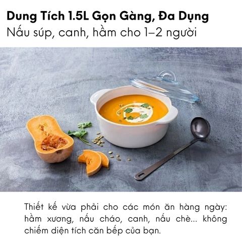 Nồi Thủy Tinh Luminarc Blooming C6310, Dung Tích 1.5L, Bền Chắc, Dùng Bếp Ga & Hồng Ngoại, Sản Xuất Tại Pháp