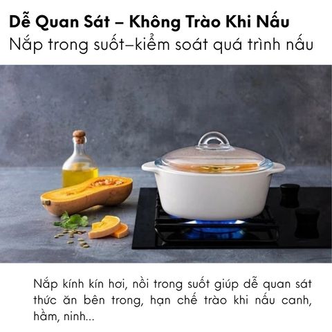 Nồi Thủy Tinh Luminarc Blooming C6310, Dung Tích 1.5L, Bền Chắc, Dùng Bếp Ga & Hồng Ngoại, Sản Xuất Tại Pháp