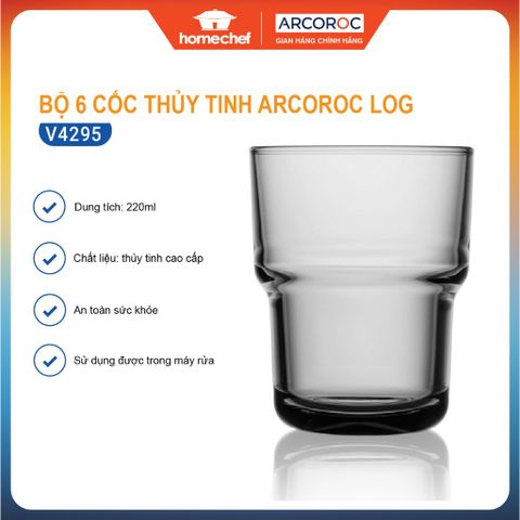 Bộ 6 Cốc Thủy Tinh Thấp Arcoroc Log T Grey 220ml - An Toàn Máy Rửa Bát, Thiết Kế Hiện Đại, Hàng Chính Hãng