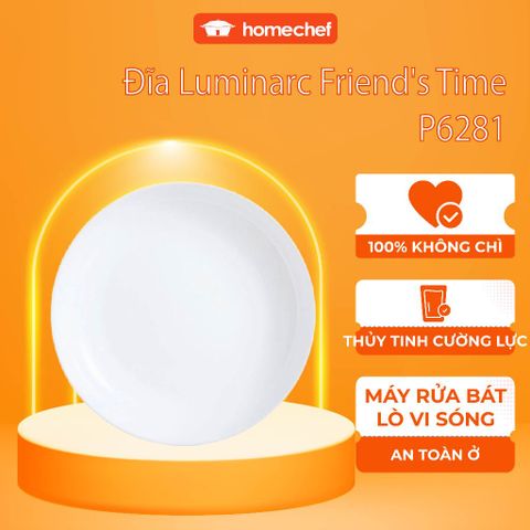 Đĩa thủy tinh sâu lòng Luminarc Friend's Time 21cm P6281 - An toàn lò vi sóng, máy rửa bát, Chất lượng cao từ Pháp