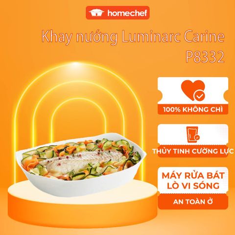 Khay Nướng Thủy Tinh Chịu Nhiệt Luminarc Cuisine Carine 30x22 cm - Dùng Trong Lò Nướng và Lò Vi Sóng, Hàng Chính Hãng