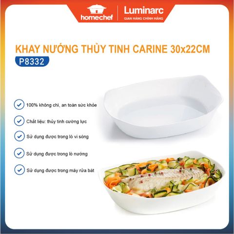 Khay Nướng Thủy Tinh Chịu Nhiệt Luminarc Cuisine Carine 30x22 cm - Dùng Trong Lò Nướng và Lò Vi Sóng, Hàng Chính Hãng