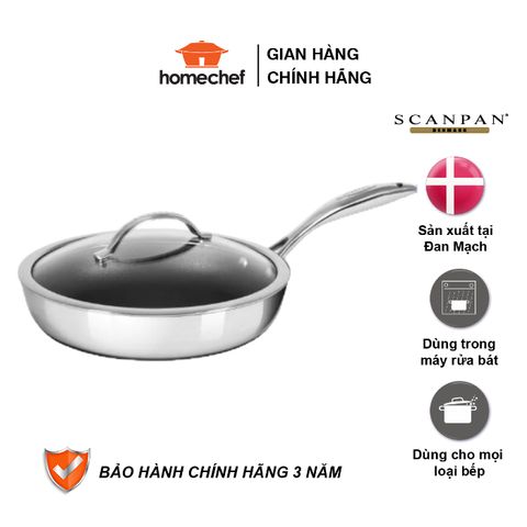 Chảo chống dính sâu lòng Scanpan HaptiQ 28cm có nắp - Dùng cho bếp từ, bảo hành 3 năm, chất lượng Đan Mạch, siêu bền, dễ vệ sinh