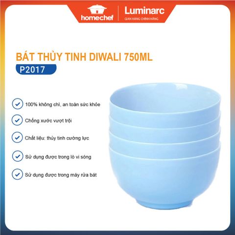 Bát Tô Thủy Tinh Luminarc Diwali Xanh Dương 14.5cm P2017 - Hàng Chính Hãng An Toàn Và Hiện Đại Cho Bếp Nhà