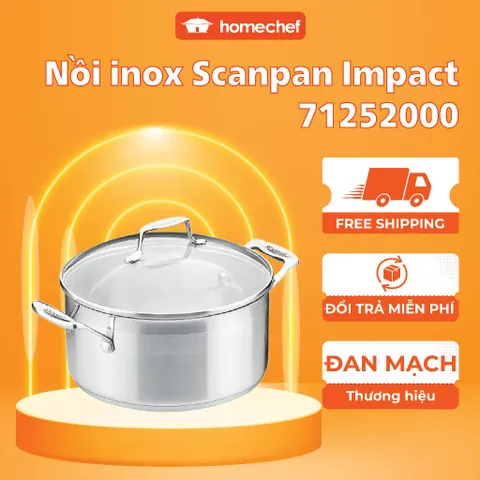 Nồi Inox 20cm Nắp Kính Scanpan Impact 304 - Thiết kế Sang Trọng, Dùng Bếp Từ, An Toàn Máy Rửa Bát, Chất Lượng Cao Cấp