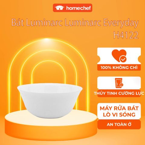 Bát ăn cơm thủy tinh Luminarc Carine 12cm H4122 - An toàn lò vi sóng, máy rửa bát, thiết kế tinh tế, hàng chính hãng Pháp