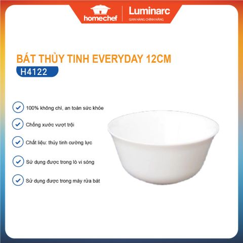 Bát ăn cơm thủy tinh Luminarc Carine 12cm H4122 - An toàn lò vi sóng, máy rửa bát, thiết kế tinh tế, hàng chính hãng Pháp