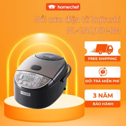 Nồi Cơm Điện Tử Zojirushi NL-GAQ18V-BM 1.8L - Chức Năng Nấu Dinh Dưỡng và Hấp STEAM - Gia Đình Nhỏ Tiện Dụng, Bảo Hành 1 Năm