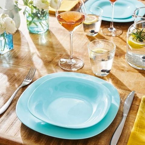 Đĩa thủy tinh sâu lòng Luminarc Carine 21cm màu xanh ngọc, an toàn cho lò vi sóng, thiết kế hiện đại, sản xuất tại Pháp - Hàng chính hãng P4251