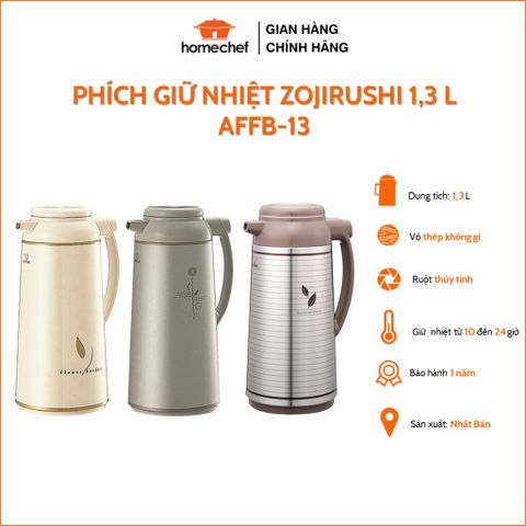 Phích giữ nhiệt Zojirushi AFFB-13 1.3L - Thiết kế sang trọng, giữ nóng 10 giờ, an toàn cho sức khỏe, sản xuất tại Nhật Bản