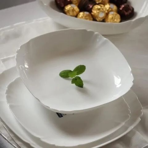 Bộ 6 Đĩa Thủy Tinh Sâu Đáy Lotusia 22cm - Sang Trọng, An Toàn Cho Mọi Bữa Ăn - Dùng Trong Lò Vi Sóng Và Máy Rửa Bát