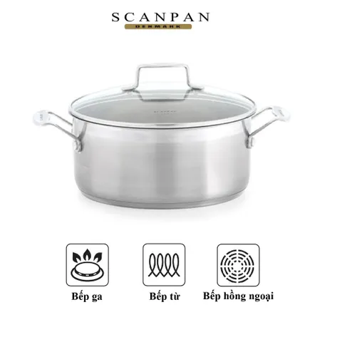 Nồi inox 304 Scanpan Impact 24cm 4.8L - Thiết kế sang trọng, chống dính, dùng trên bếp từ và máy rửa bát, hàng chính hãng Đan Mạch