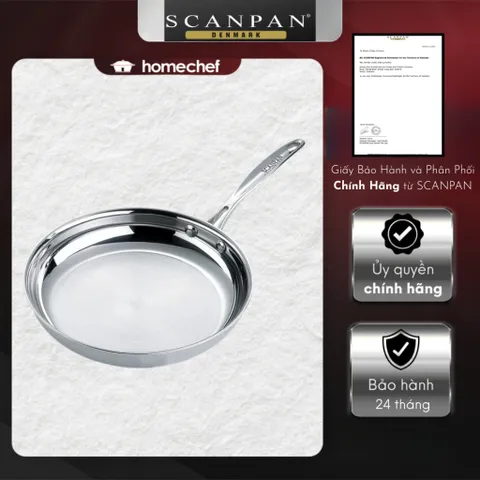 Chảo inox 304 cao cấp Scanpan Impact dùng bếp từ, đáy 3 lớp, size 20/24/26/28cm, dùng máy rửa bát