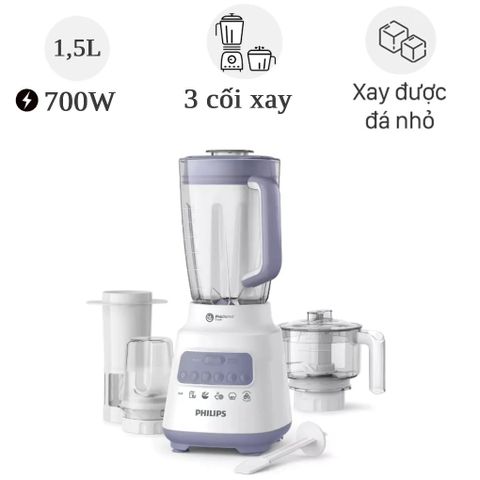 Máy Xay Sinh Tố Philips HR2223, Dung Tích 2L, Công Suất 700W, 3 Cối Xay, Công Nghệ ProBlend Crush, Bảo Hành 2 Năm