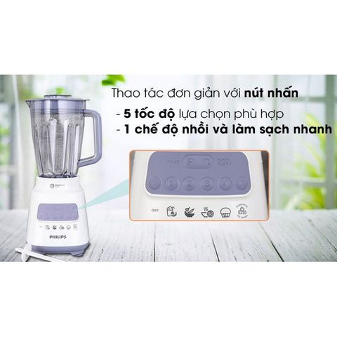 Máy Xay Sinh Tố Philips HR2223, Dung Tích 2L, Công Suất 700W, 3 Cối Xay, Công Nghệ ProBlend Crush, Bảo Hành 2 Năm