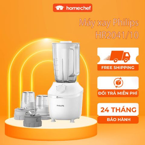Máy Xay Sinh Tố Philips HR2041/10 Đa Năng - Công Nghệ ProBlend, Xay Nhuyễn Nhanh Chóng Trong 45 Giây, Bảo Hành 2 Năm